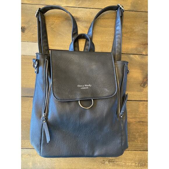 Darcy Marks London‎ Vegan Leather Black Backpack Purse Bag 12x12x5” - Picture 1 of 7